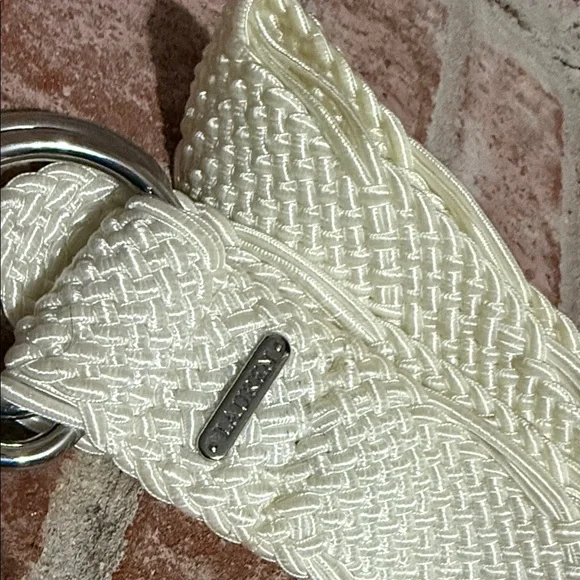 Womens Lauren by Ralph Lauren Cream Woven Belt with Silver Buckle - Picture 4 of 6